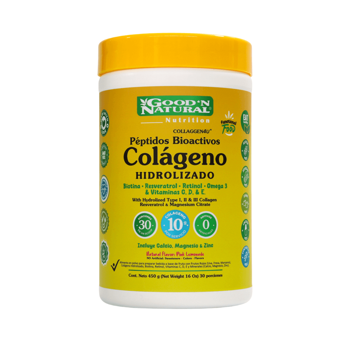 Péptidos Bioactivos: Colágeno Hidrolizado Good'N Natural Polvo 450g