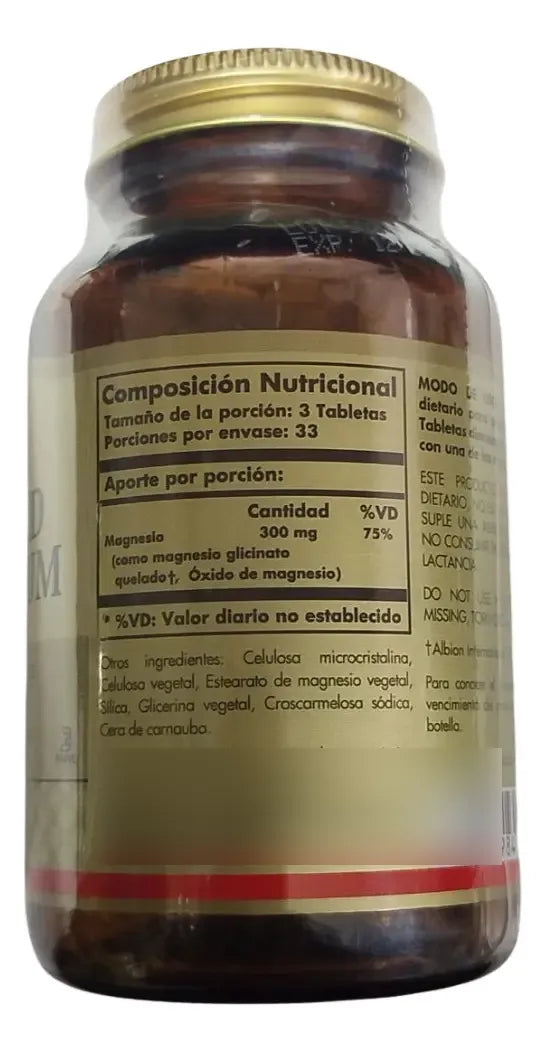 Chelated Magnesium x 100 tabletas