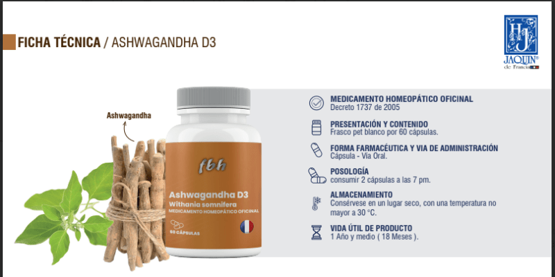 Ashwagandha D3 60 caps Jaquin - Artemisa Productos Naturales