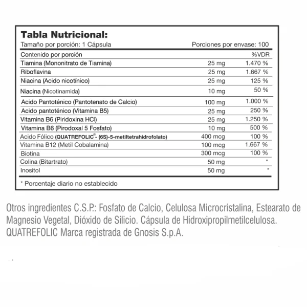 B - FORMULA X 100 CÁPSULAS - Artemisa Productos Naturales