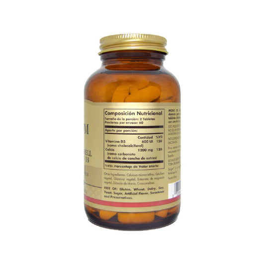 Calcio "600" Concha de Ostra con Vitamina D3 x 120 tabletas - Artemisa Productos Naturales