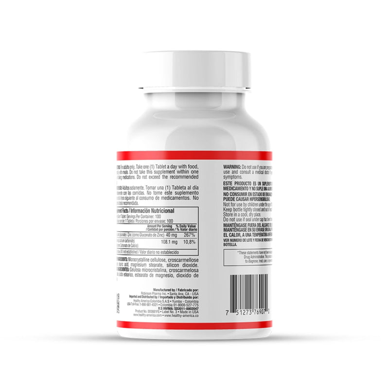 Chelated Zinc 40 mg x 100 tab - Artemisa Productos Naturales