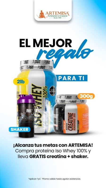 ISO WHEY 100% 2LB + OBSEQUIO CREATINA MONOH 300GR 100 SERVICIOS + SHAKER - Artemisa Productos Naturales
