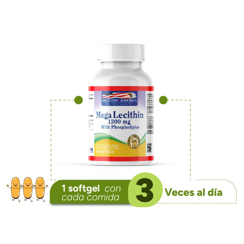 Mega Lecithin 1200 mg x 100 softgels - Artemisa Productos Naturales