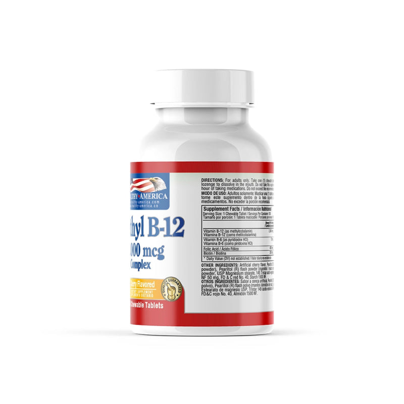 Methyl B - 12 x 100 tabletas con Vitaminas B12 y B6 + Ácido Fólico + Biotina - Artemisa Productos Naturales