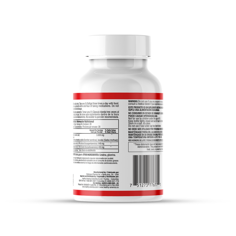 Omega 3 fish oil 1200 mg x 200 cápsulas - Artemisa Productos Naturales