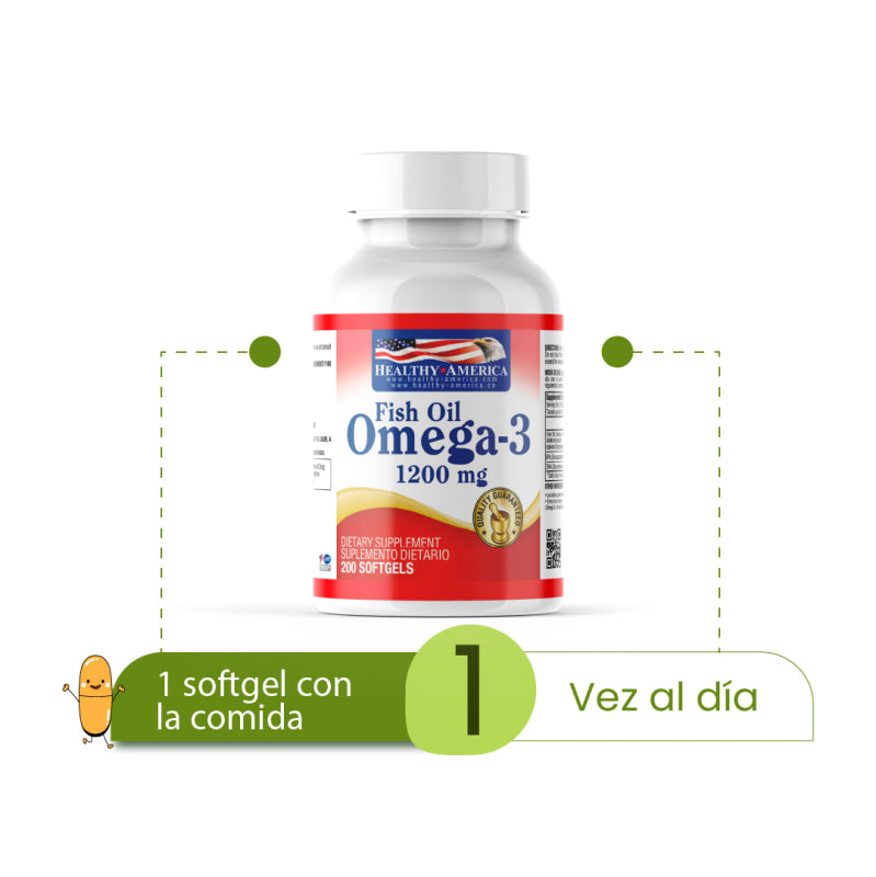 Omega 3 fish oil 1200 mg x 200 cápsulas - Artemisa Productos Naturales