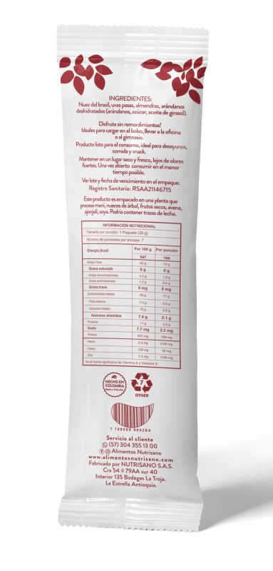 SEMINARIO NUTRITIVO 210GR FRUTOS SECOS - Artemisa Productos Naturales