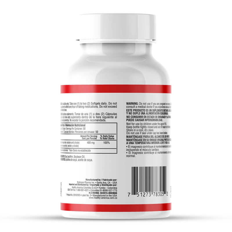 Super Magnesio 400 mg x 100 softgels - Artemisa Productos Naturales