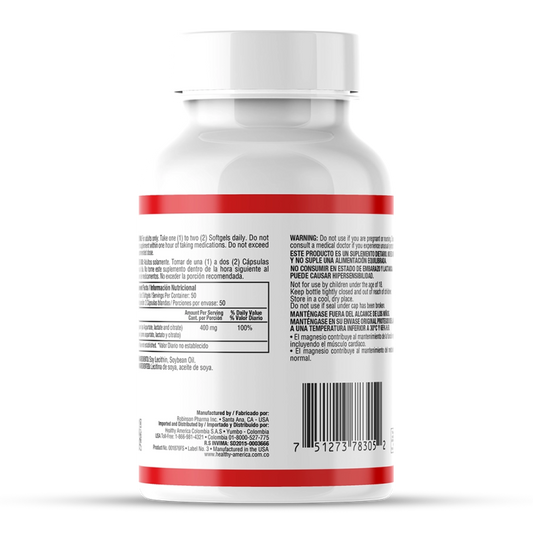 Super Magnesio 400 mg x 100 softgels - Artemisa Productos Naturales