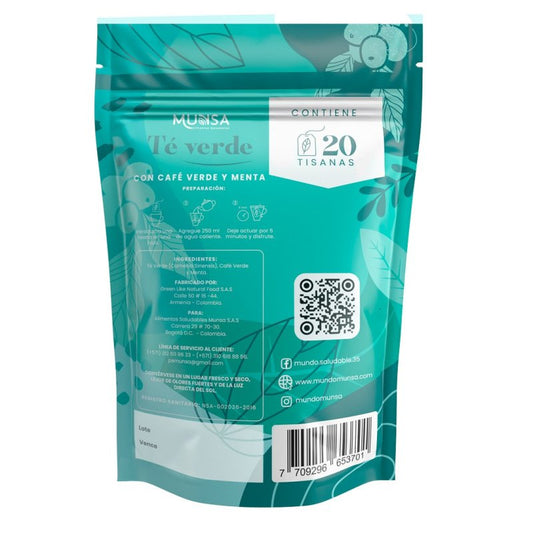 Te verde con café verde y menta x 20 tisanas - Artemisa Productos Naturales
