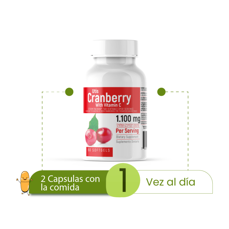 Utis 60 Softgels - Cranberry (Arándano) con vitamina C. - Artemisa Productos Naturales