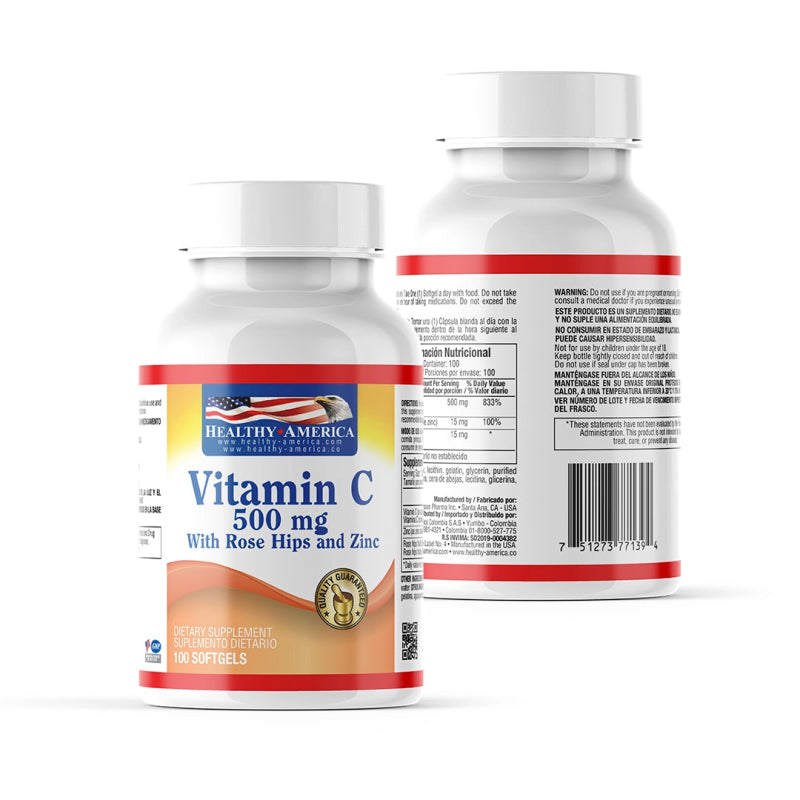 Vitamina C con rose hips 500 mg x 100 softgels - Artemisa Productos Naturales
