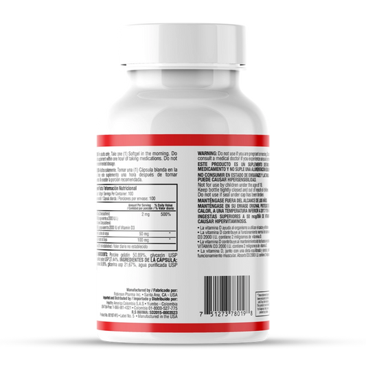 Vitamina D3 2000 IU x 100 softgels - Artemisa Productos Naturales