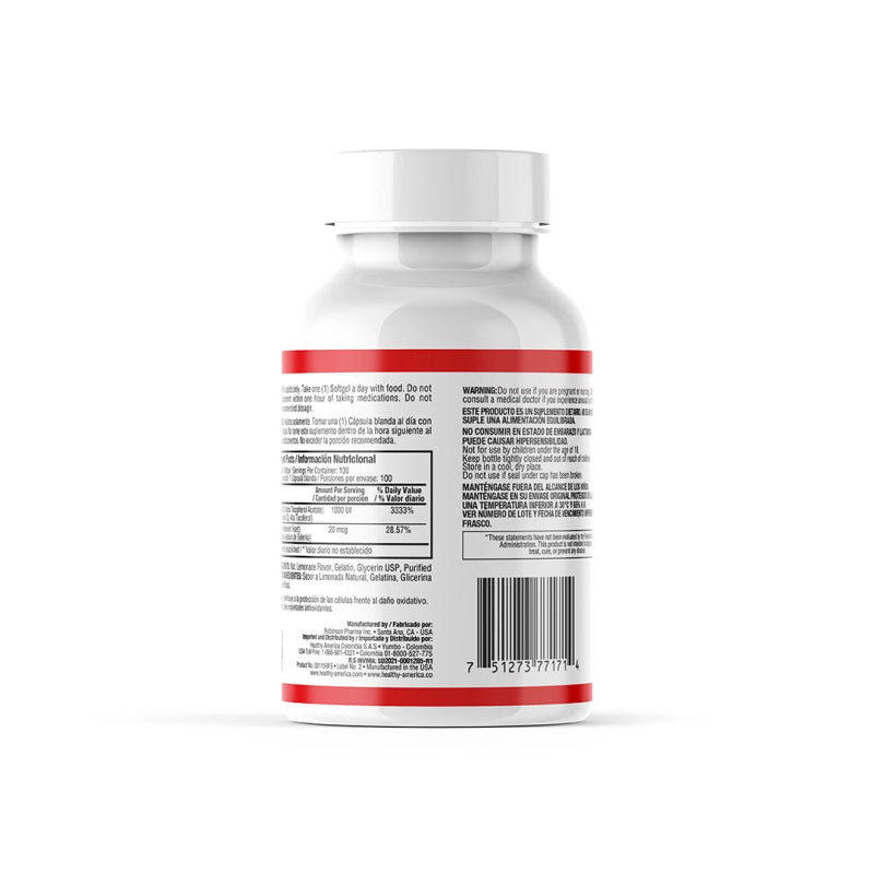 Vitamina E 1000 IU con Selenio x 100 softgels - Artemisa Productos Naturales