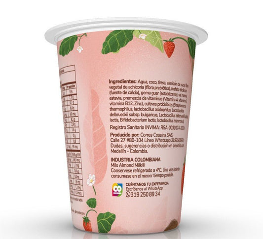 YOGURT BEBIBLE BASE DE COCO FRESA 150G MILLS - Artemisa Productos Naturales