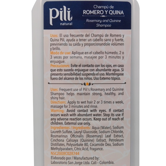 Ingredientes shampoo de romero y quina