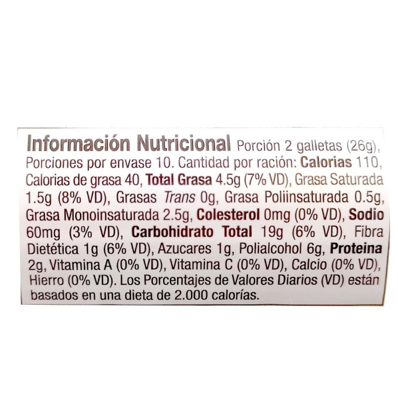 Galleta sándwich sabor chocolate sin azúcares x 250 gr. - Artemisa Productos Naturales