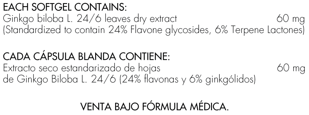 Ginkgo Biloba 60 mg x 100 softgels - Artemisa Productos Naturales