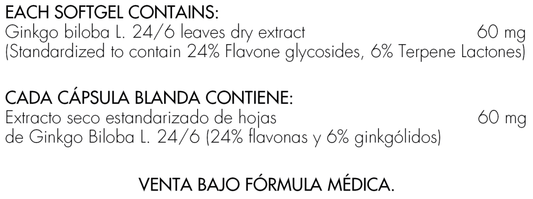 Ginkgo Biloba 60 mg x 100 softgels - Artemisa Productos Naturales