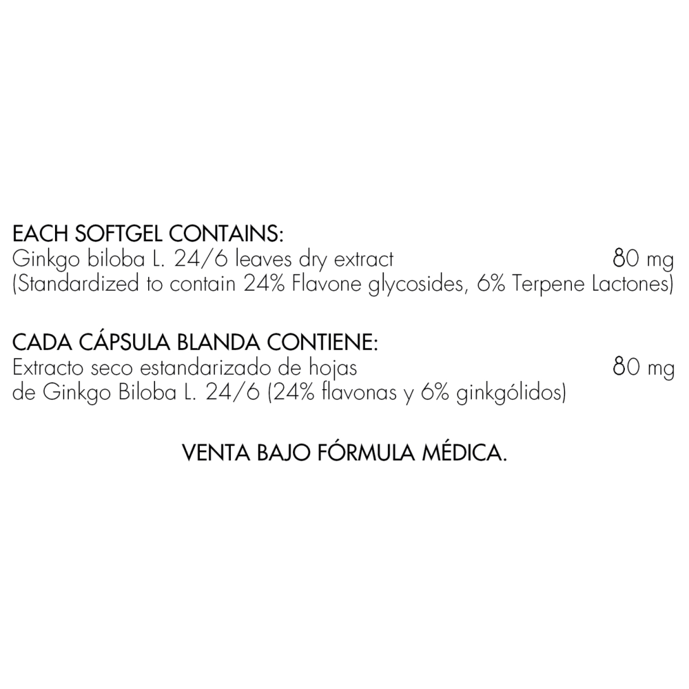 Ginkgo Biloba 80 mg x 90 softgels - Artemisa Productos Naturales