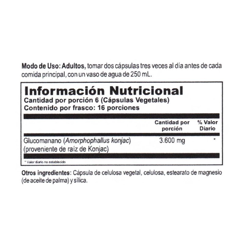 Glucomannan Konjac x 96 cápsulas - Artemisa Productos Naturales