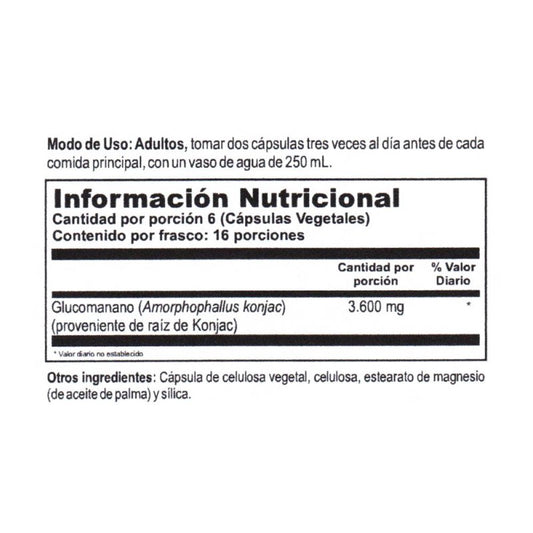 Glucomannan Konjac x 96 cápsulas - Artemisa Productos Naturales