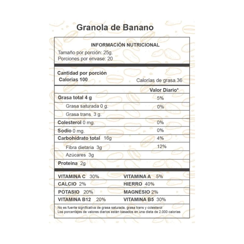 Granola de banano x 500 gr. - Artemisa Productos Naturales