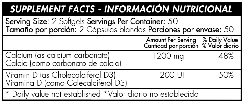 Liquid Calcium + Vitamina D3 x 100 softgels - Artemisa Productos Naturales