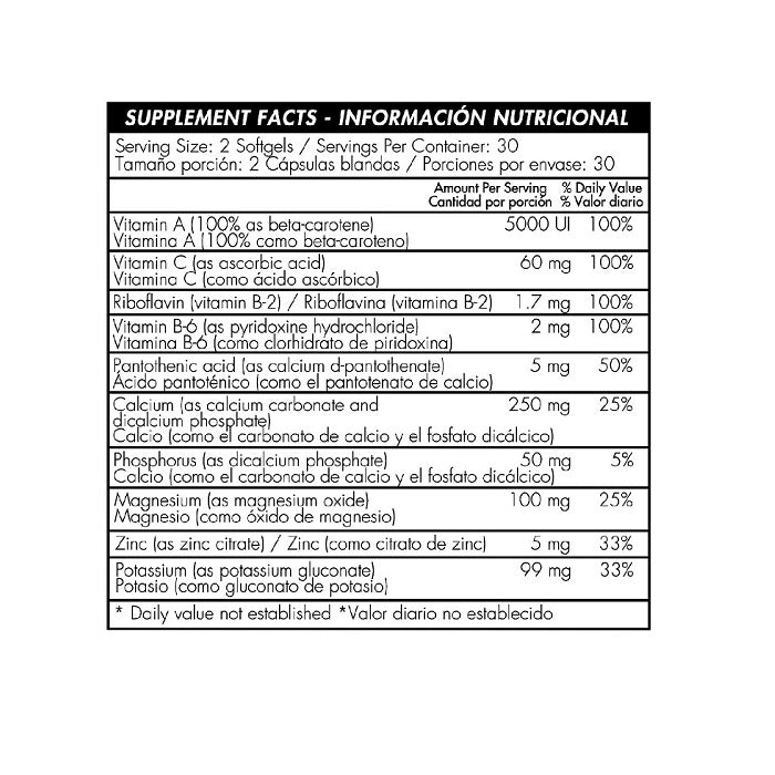 Potassium x 99 mg with vitamins and minerals x 60 softgels - Artemisa Productos Naturales