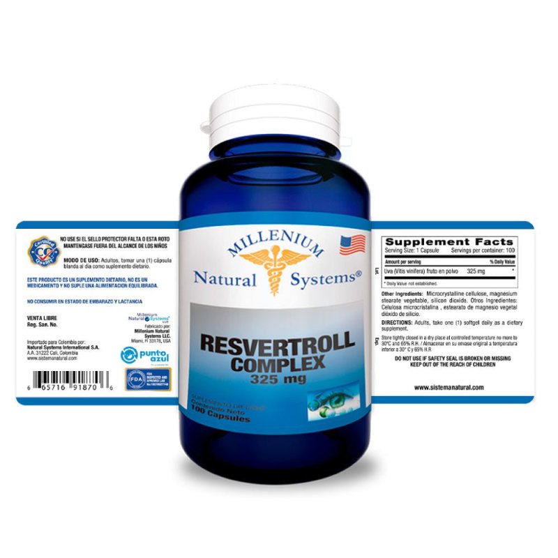 Resvertroll Complex 325 mg X 100 Cápsulas - Artemisa Productos Naturales