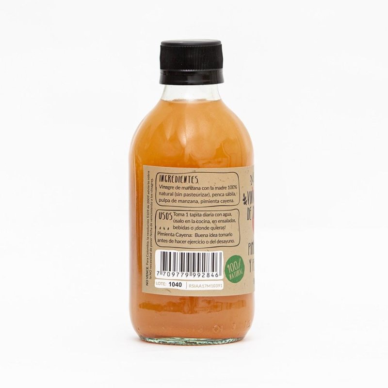 Vinagre de sidra de Manzana con pimienta cayena y penca sábila x 250 ml - Artemisa Productos Naturales