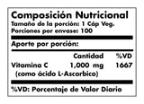 Vitamina C 1000 mg x 100 vegetable caps - Artemisa Productos Naturales