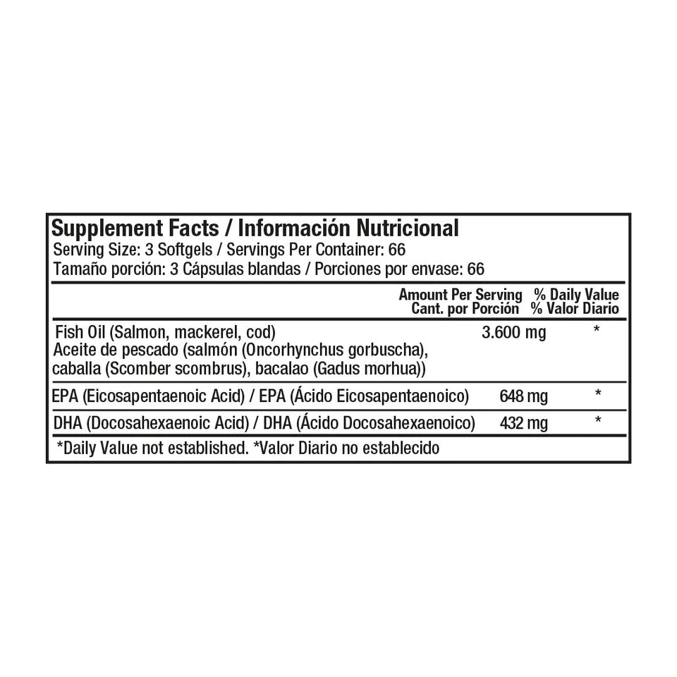 Omega 3 fish oil 1200 mg x 200 cápsulas
