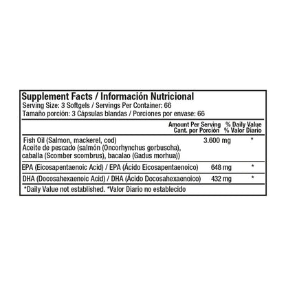 Omega 3 fish oil 1200 mg x 200 cápsulas