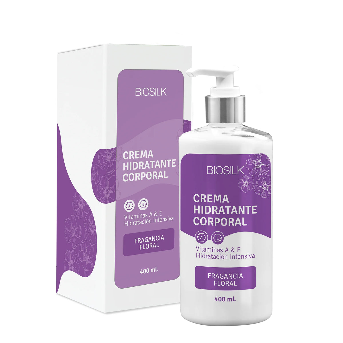 Crema de manos y cuerpo con vitaminas A y E Fragancia Floral 400ml Biosilk