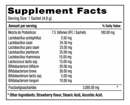 B Well probióticos y prebióticos en polvo x 30 sachets