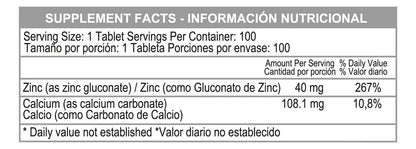 Chelated Zinc 40 mg x 100 tab