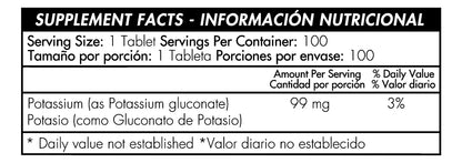 Potassium 99 mg x 100 tabletas