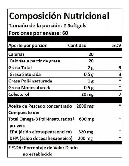 Omega 3 Fish Oil EPA +DHA x 120 Softgels