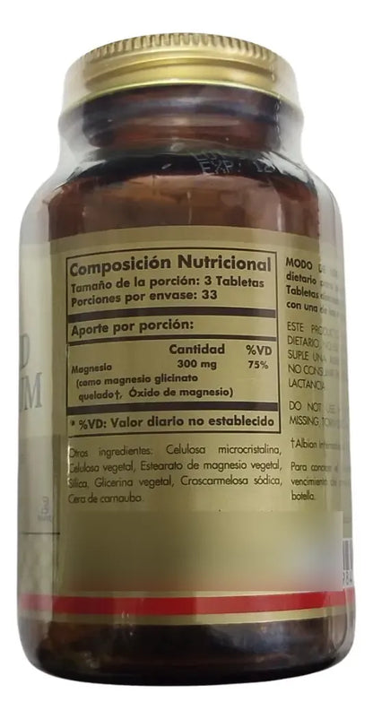 Chelated Magnesium x 100 tabletas