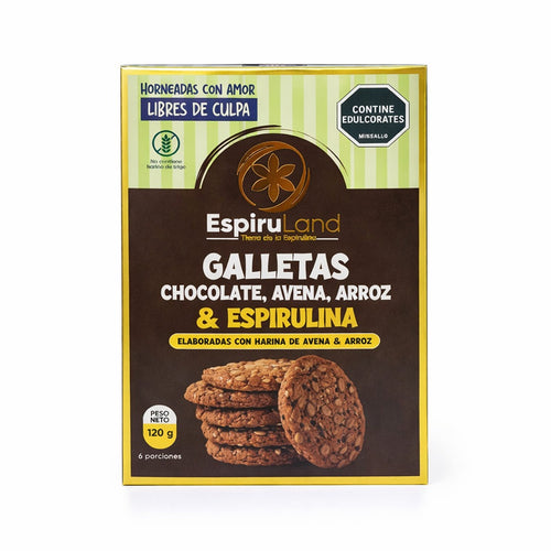 Galletas con Chocolate, Avena, Arroz y Espirulina 120 gr Espiruland