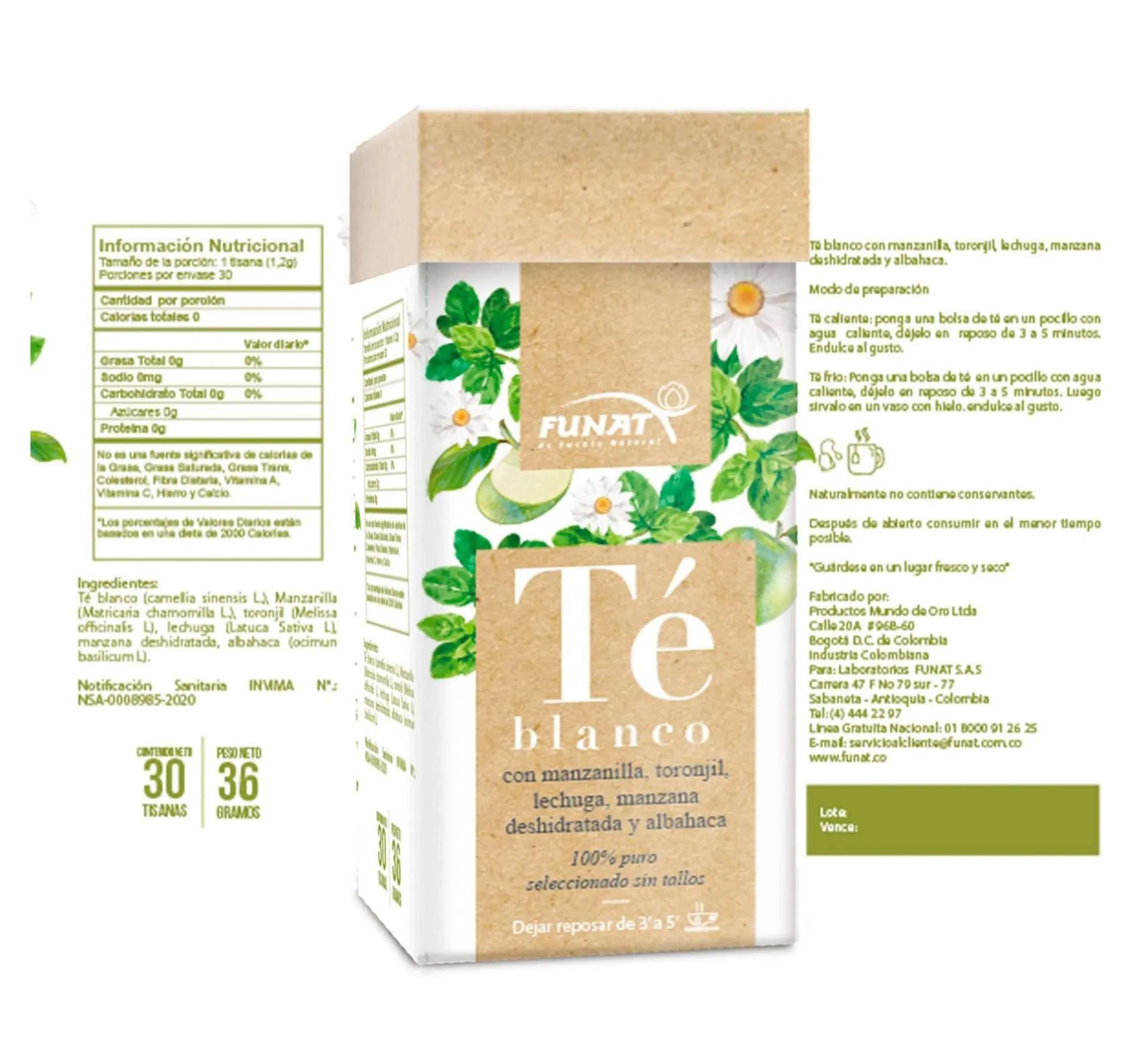Té blanco 30 tisanas Funat