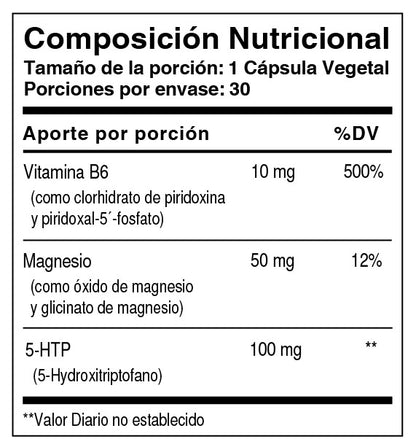 5 HTP + B6 + MG 100 mg x 30 Cápsulas Vegetales