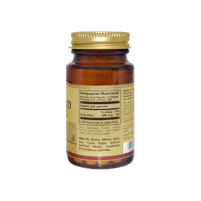 Acido fólico 400 mcg x 100 tabletas vegetarianas - Artemisa Productos Naturales