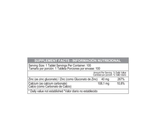 Chelated Zinc 40 mg x 100 tab - Artemisa Productos Naturales