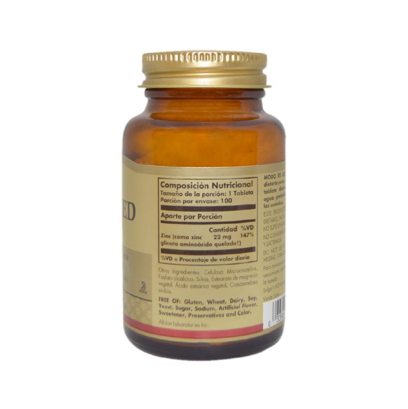 Chelated Zinc x 100 tabletas vegetarianas - Artemisa Productos Naturales