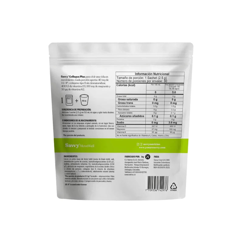 Colágeno y magnesio | Collagen Plus 75g Savvy - Artemisa Productos Naturales