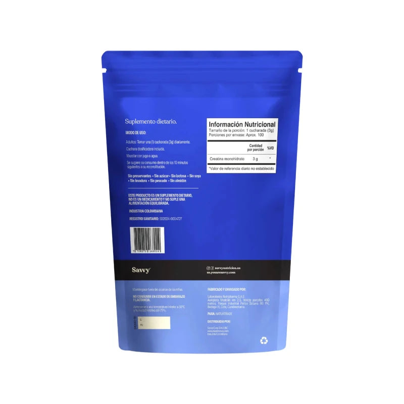 Creatina monohidratada 300g Savvy - Artemisa Productos Naturales