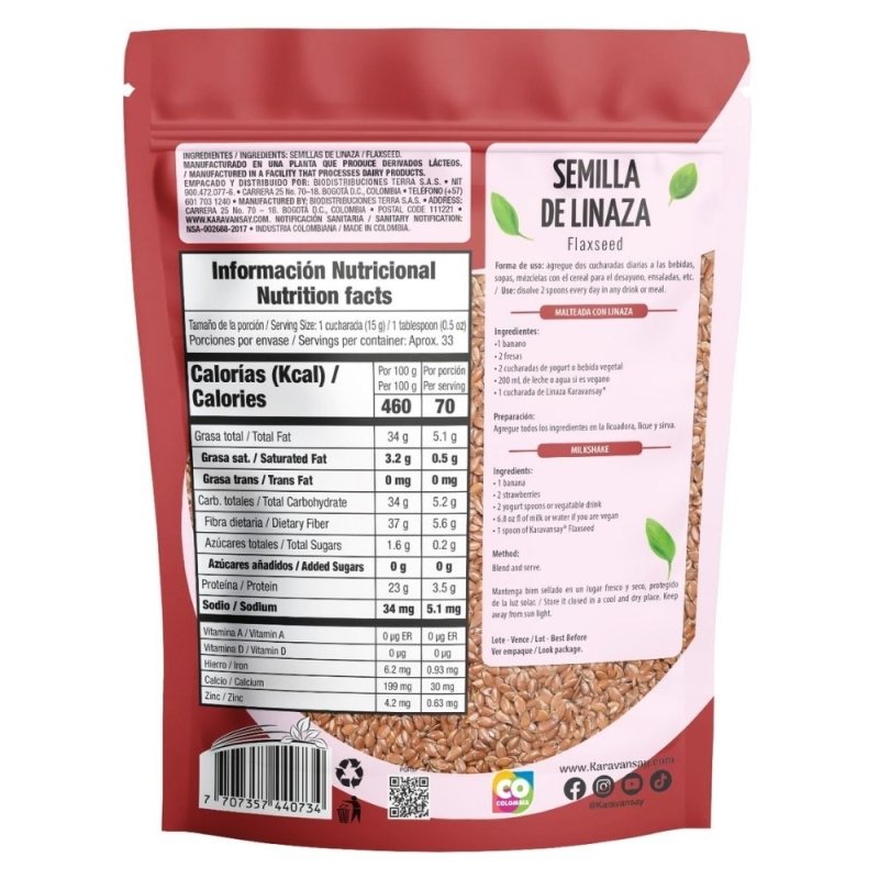 LINAZA SEMILLA 500 g KARAVANSAY - Artemisa Productos Naturales